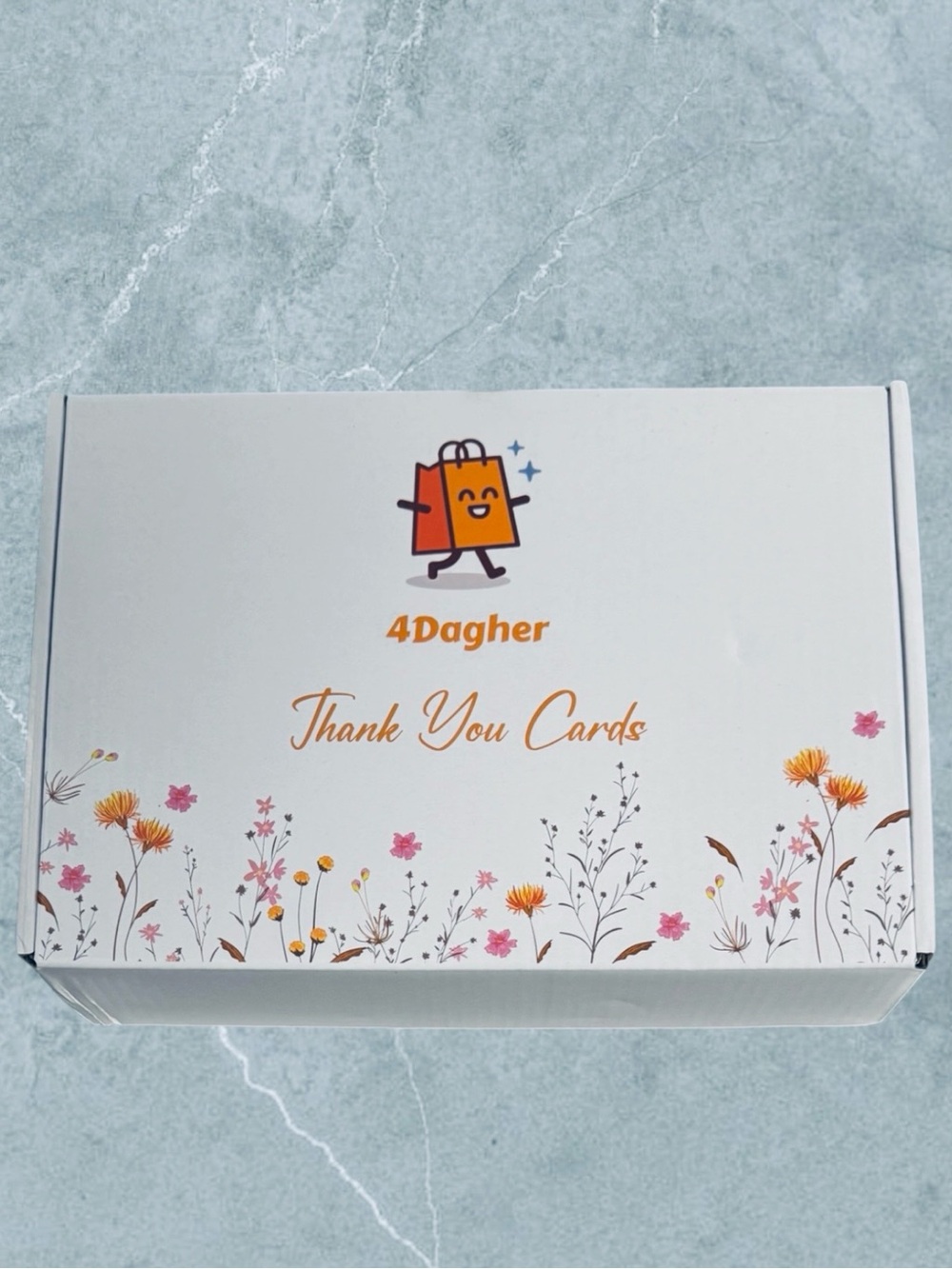 2 for $30 | 48 Thank You Card Set White Floral with Tan Envelopes